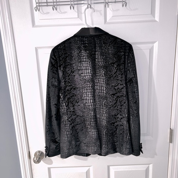 River Island Blazer With Snake Skin In Black - Picture 3 of 6